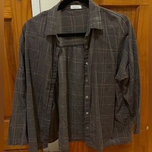 Gray Plaid Button Down Shirt